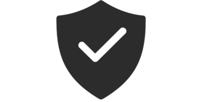 Icône bouclier avec check symbolisant une garantie à vie.