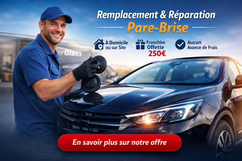 250€ offert pour tout pare-brise remplacé avec Leaderglass