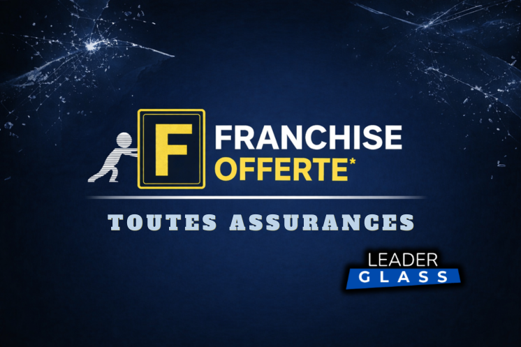 Carte cadeau LeaderGlass avec mention franchise offerte pour remplacement de pare-brise