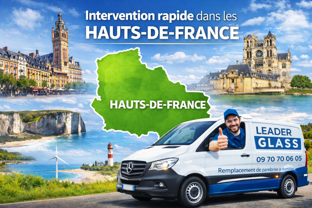 Remplacement de pare-brise à domicile dans les Hauts-de-France – intervention rapide LeaderGlass